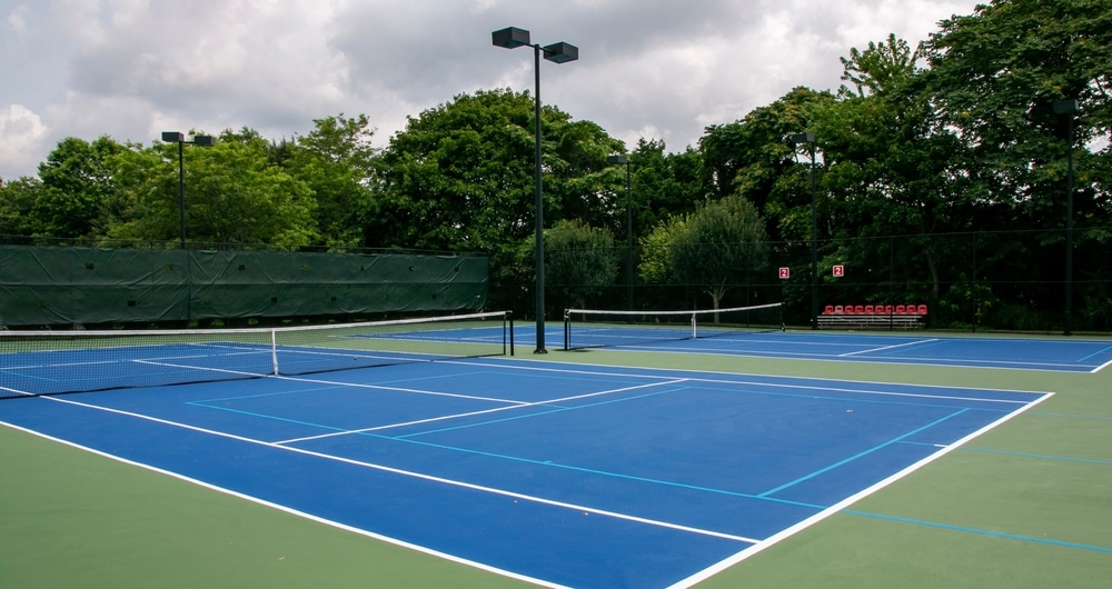 A view of a pickleball court size