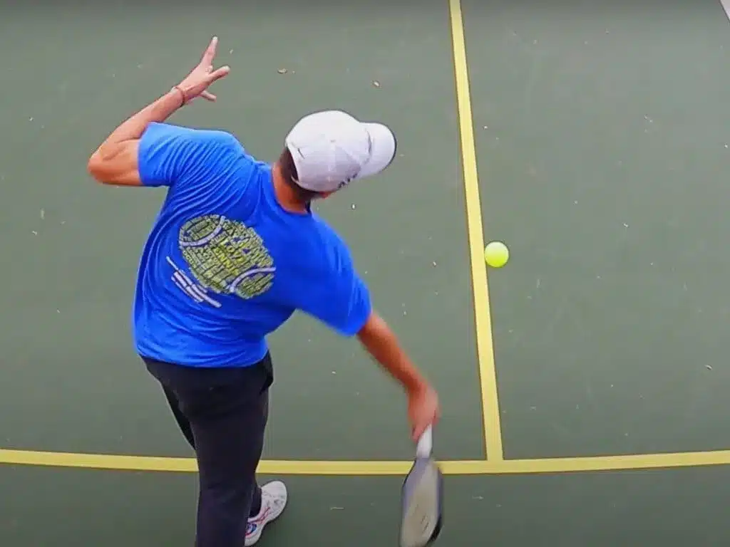 A top view of a person hitting the centerline ace shot