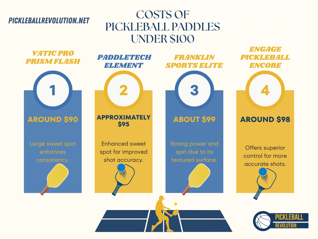 A graphical representation of top picks for pricing of pickleball paddles