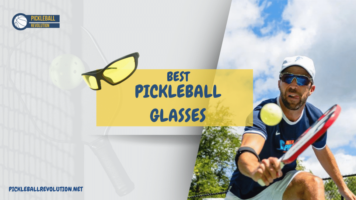 A view of a person playing pickleball wearing glasses