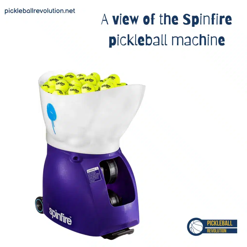 A view of the Spinfire pickleball machine x